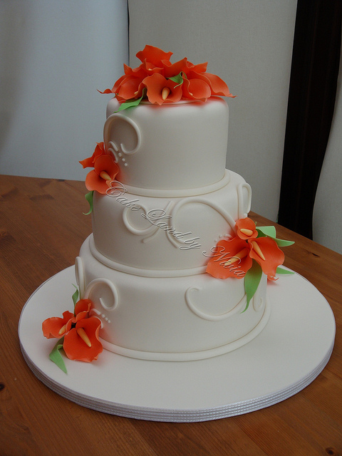 Wedding Cake with Orange Lilies