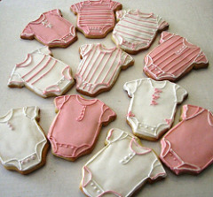 White and Pink Baby Shower Cookies