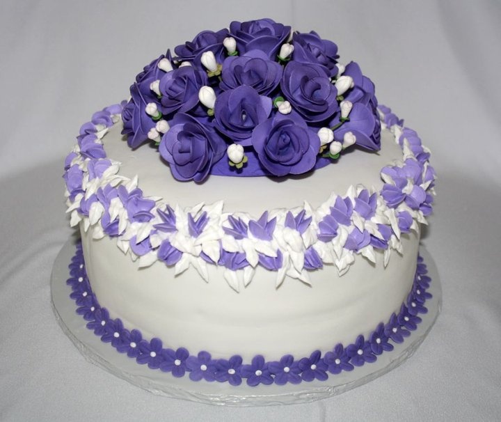 White Cake with Purple Border