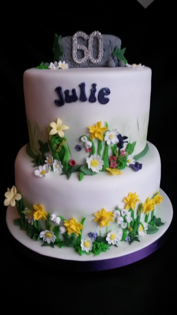 2 Tier Birthday Cake with Flowers