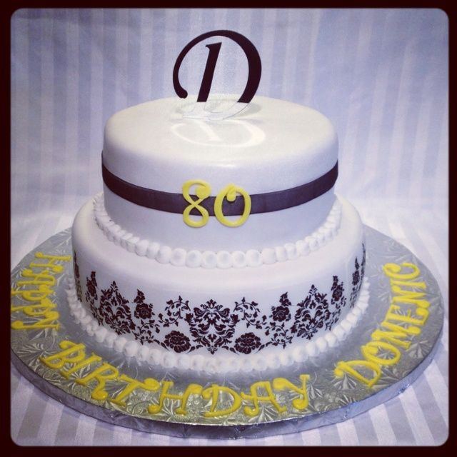 80th Birthday Cake with Monogram