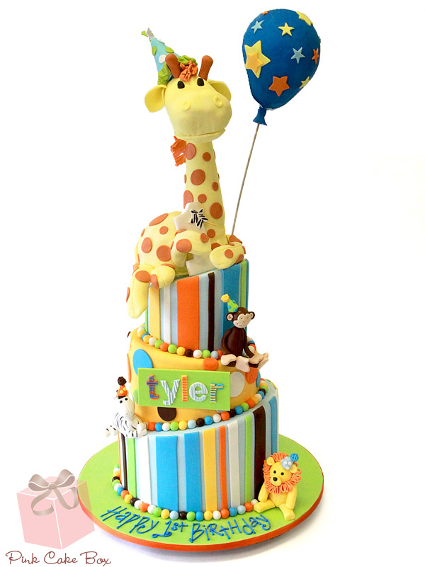 Animal Themed 1st Birthday Cake