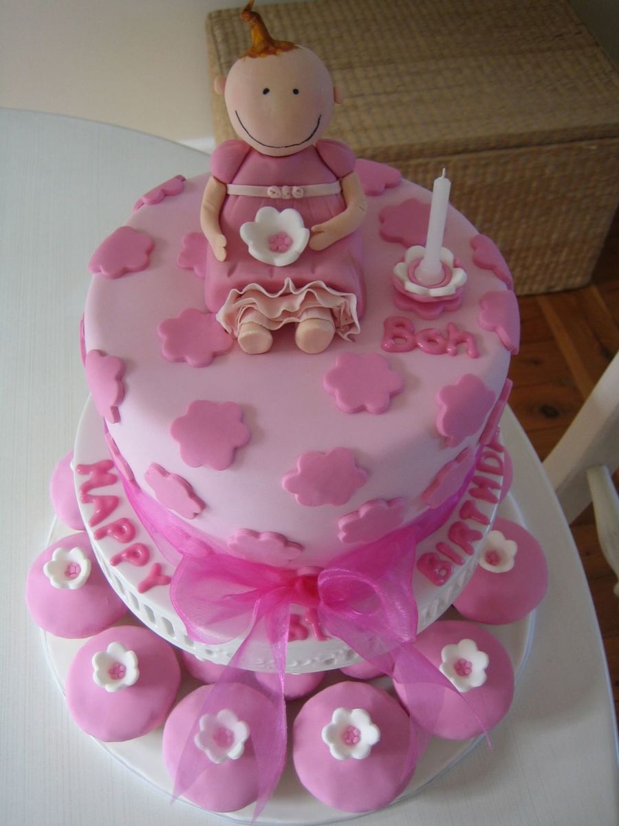 Baby Girls First Birthday Cake