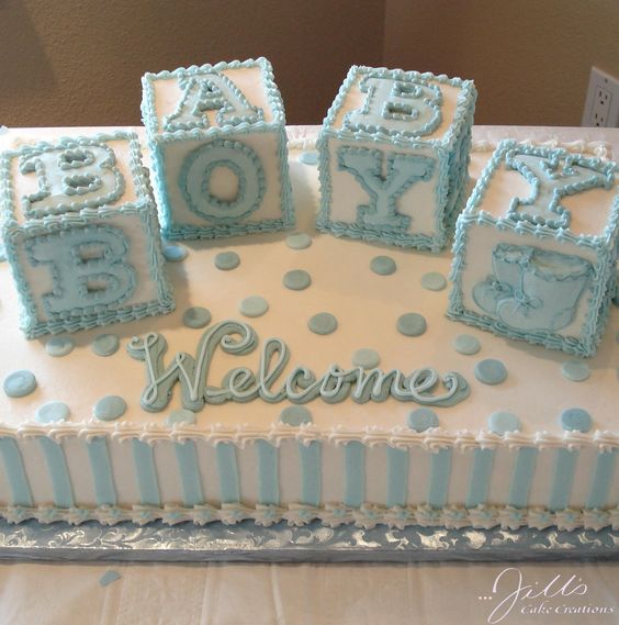 10 Photos of Block Boy Baby Shower Sheet Cakes