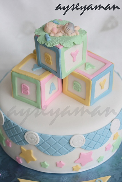 Baby Shower Cakes with Blocks