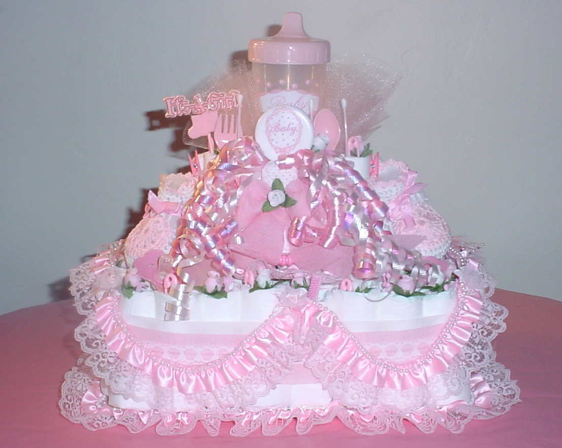 13 Photos of Baby Shower Ideas Diaper Cakes For Girls