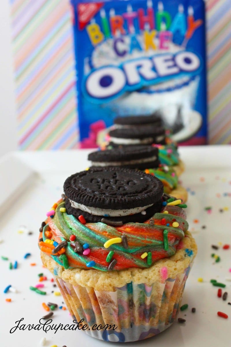 Birthday Cake Oreo Cupcakes