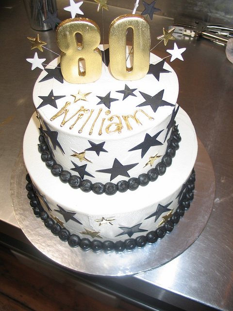 Black and Gold 2 Tier Birthday Cakes