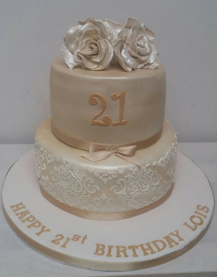 Black and Gold 2 Tier Birthday Cakes