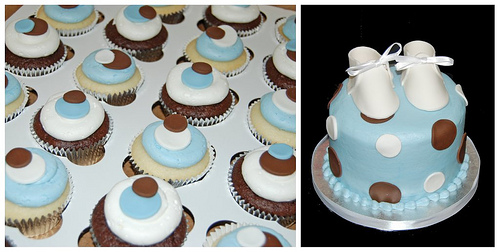 Blue and Brown Baby Shower Cupcake