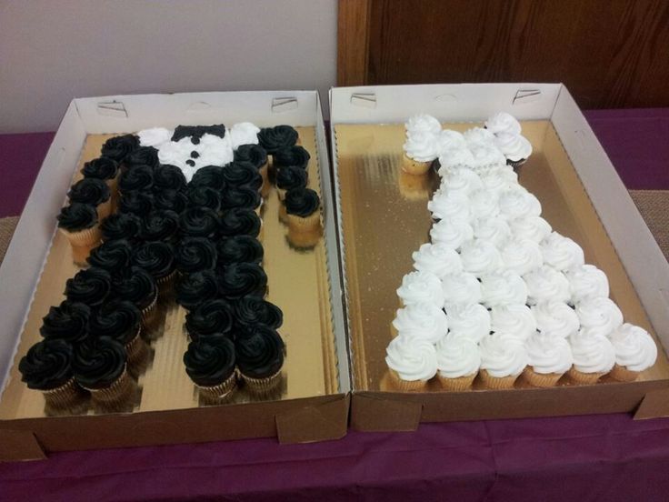 Bride and Groom Cupcake Cakes