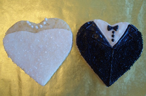 Bride and Groom Heart Shaped Cookies