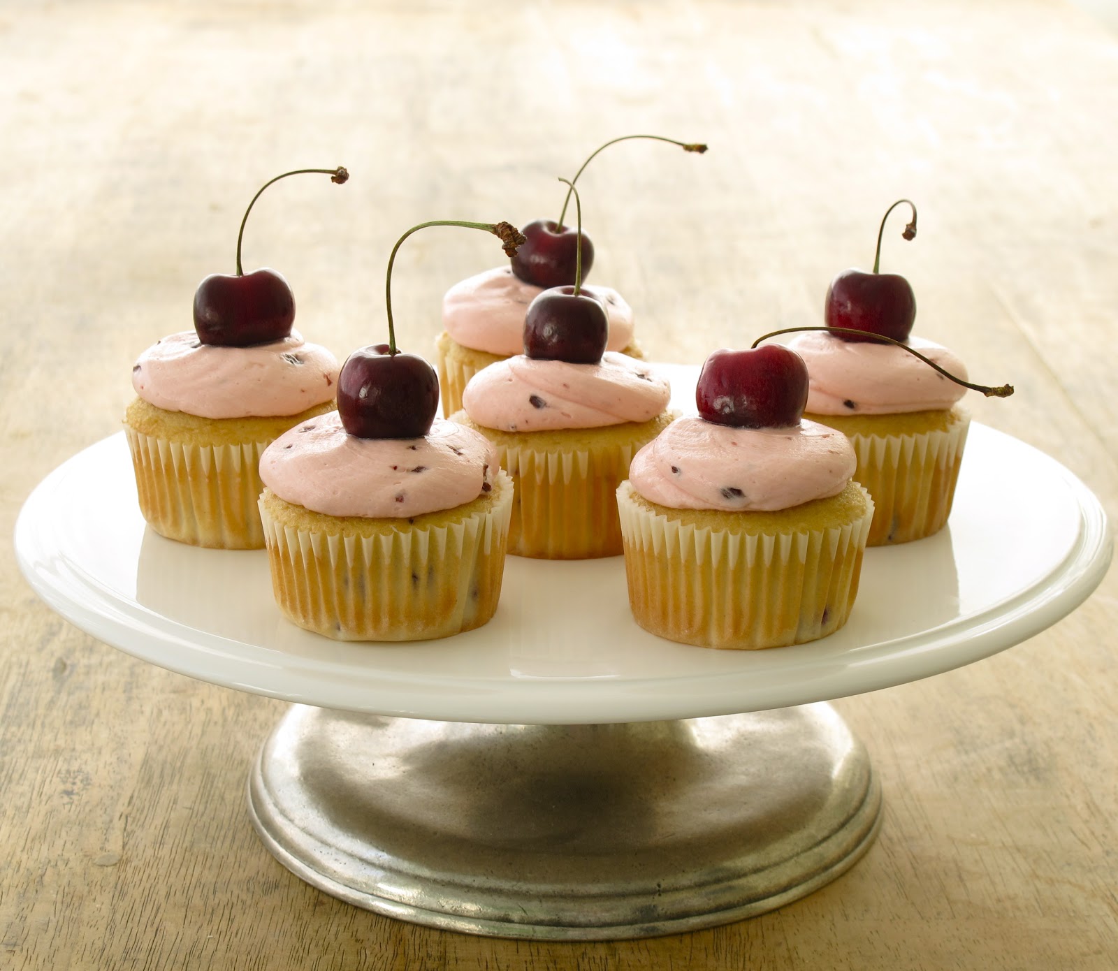 Cherry Almond Cupcakes with Frosting