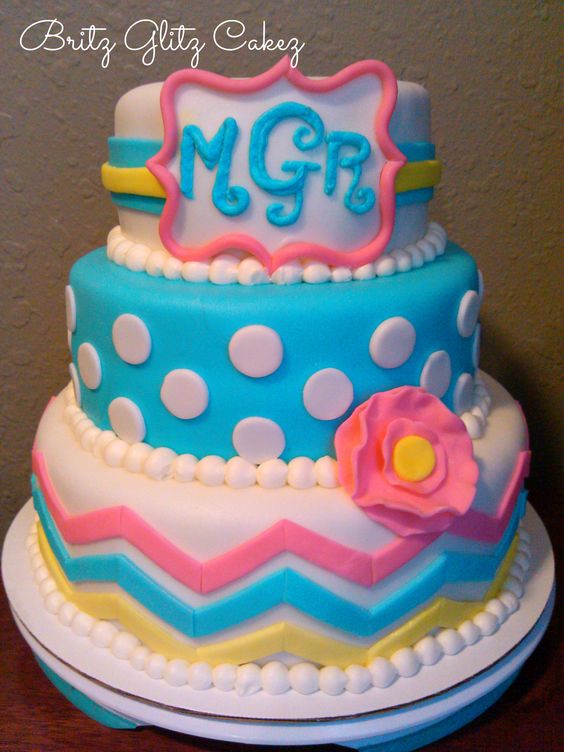 Chevron Monogram Birthday Cake