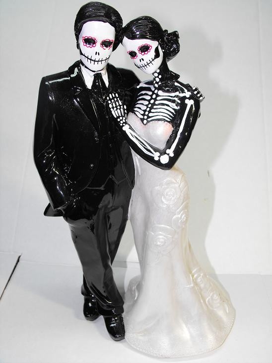 Day of the Dead Skulls Wedding Cake Topper