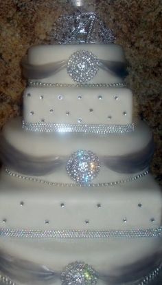 Diamond and White Wedding Cake