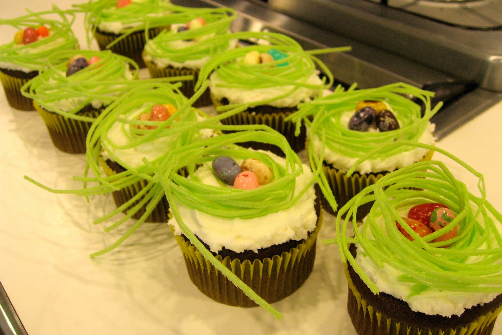 Easter Cupcakes with Edible Grass