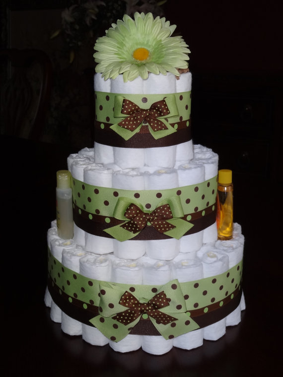 Green and Brown Baby Shower Cake