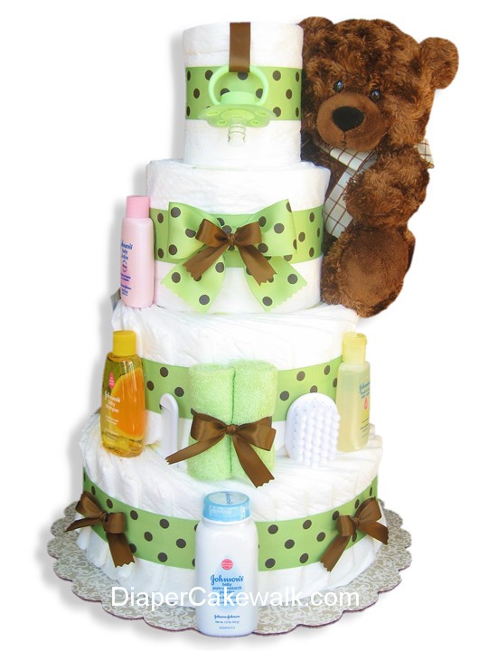 11 Photos of Brown And Green Diaper Cakes