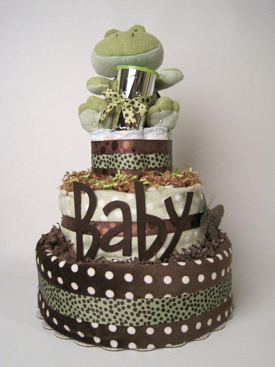 Green and Brown Diaper Cake