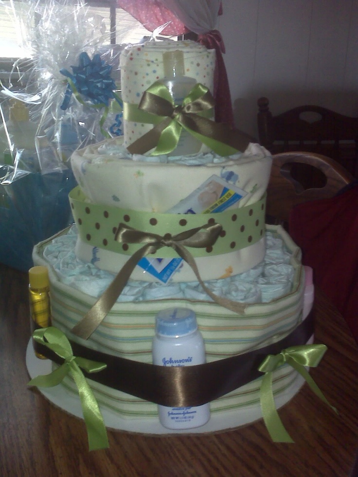 Green and Brown Diaper Cake