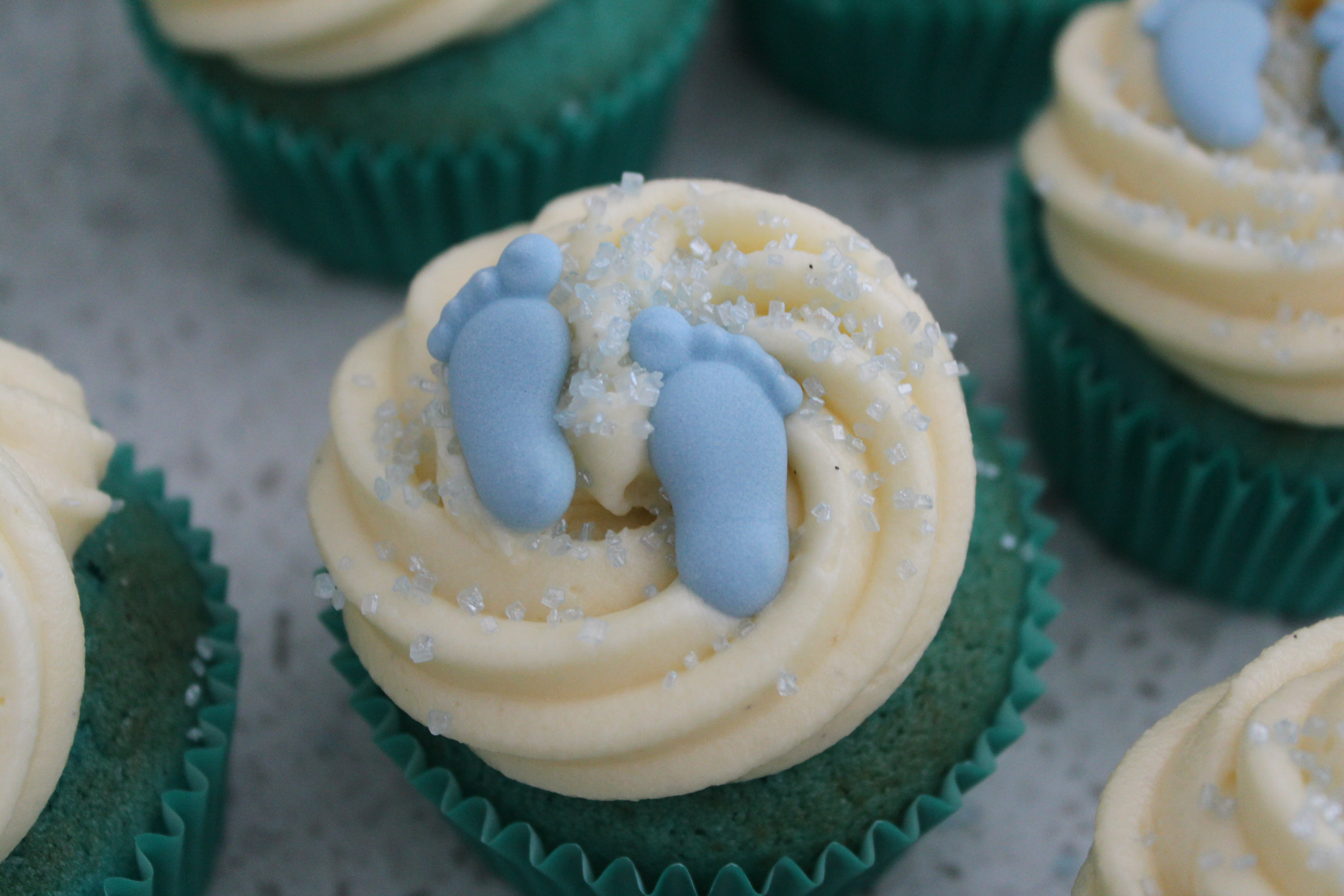 Green and Yellow Baby Shower Cupcakes