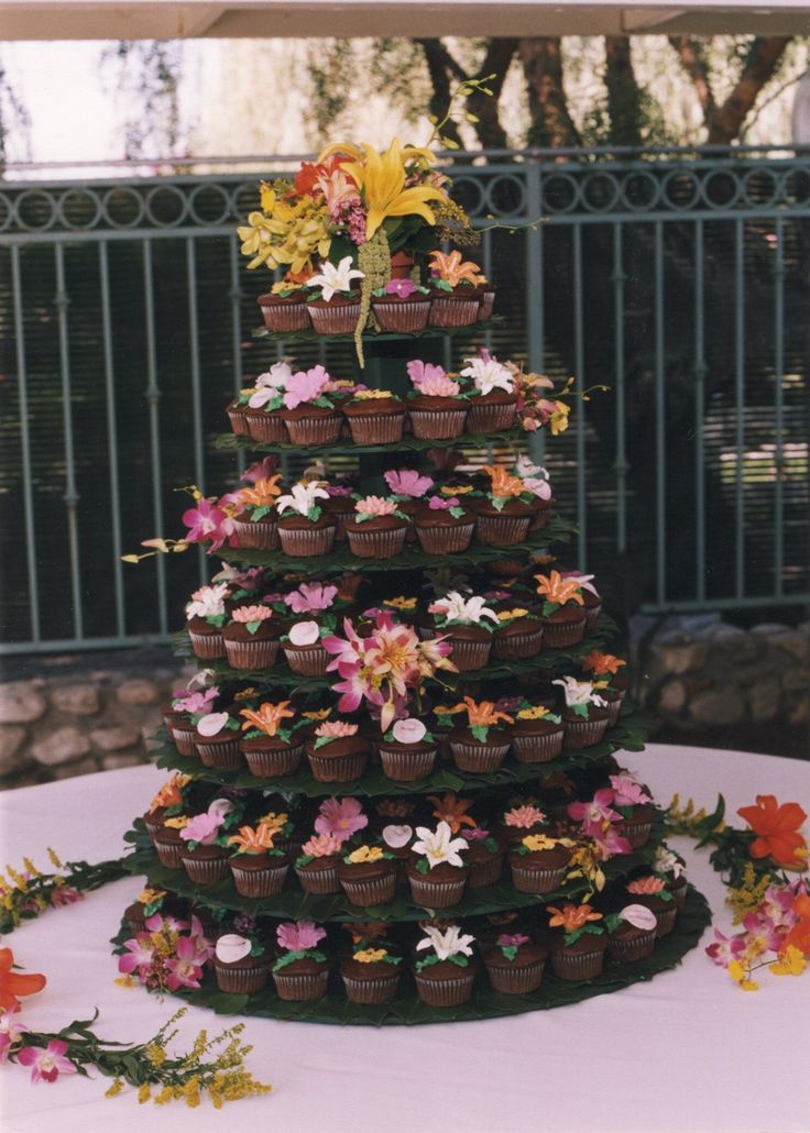 Hawaiian Themed Wedding Cake Cupcakes