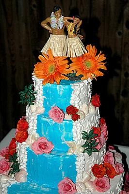 Hawaiian Themed Wedding Cake