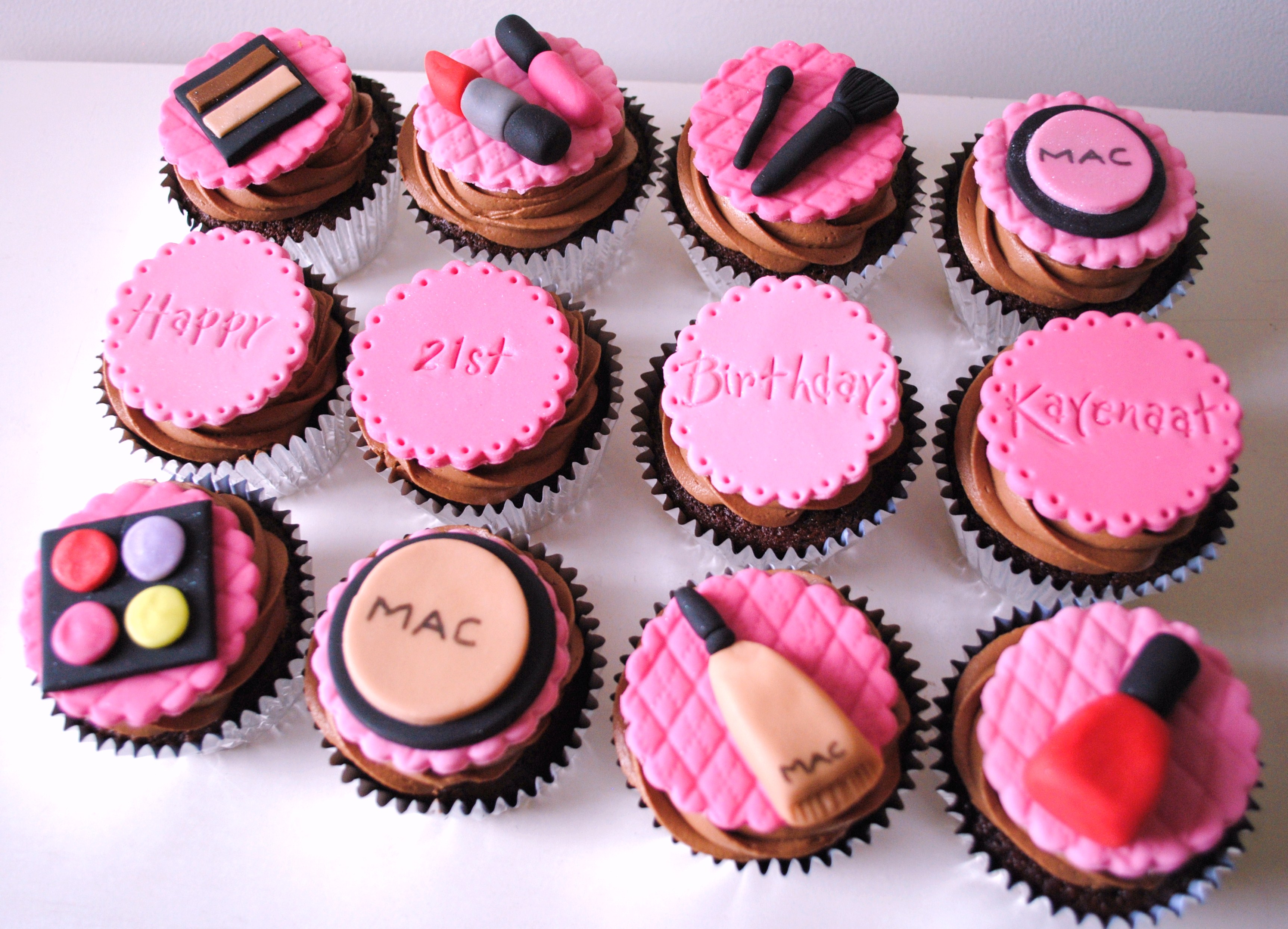 Make Up Themed Birthday Cupcakes