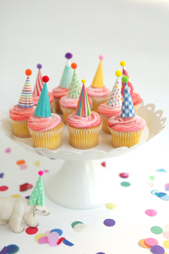 Mini Party Hat Cupcake Toppers