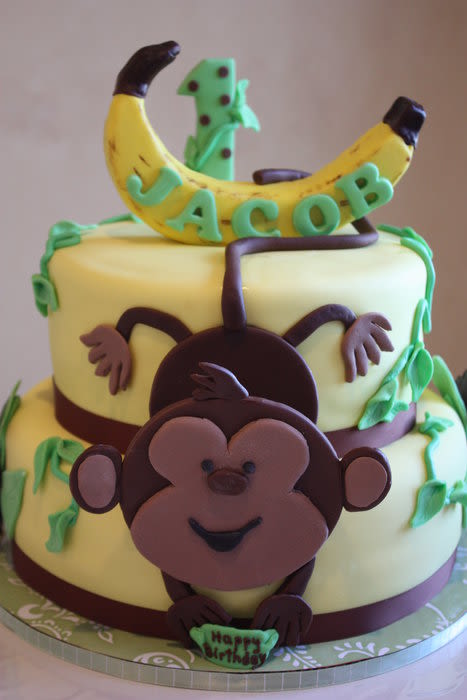 Monkey 1st Birthday Cake