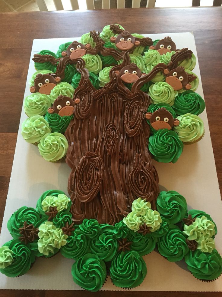 Monkey Baby Shower Cupcake Cake