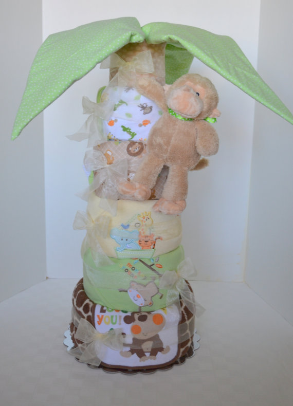 Monkey Tree Baby Shower Diaper Cake