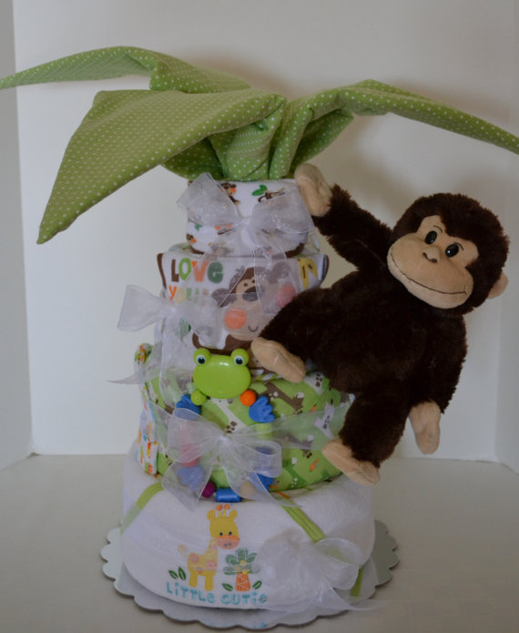 Monkey Tree Baby Shower Diaper Cake