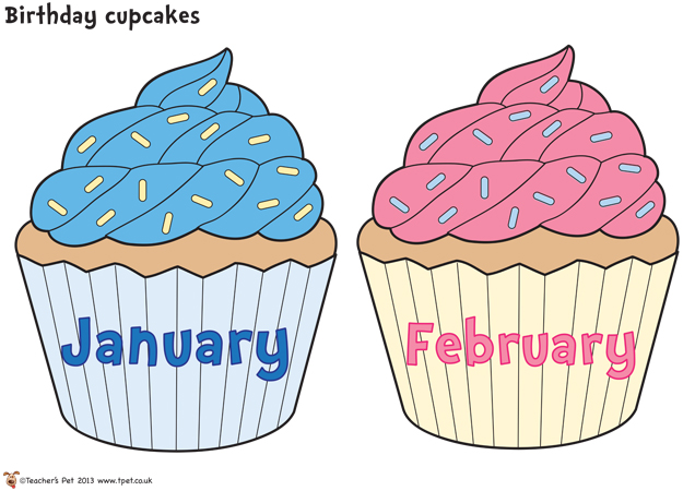 Monthly Birthday Cupcake Printables