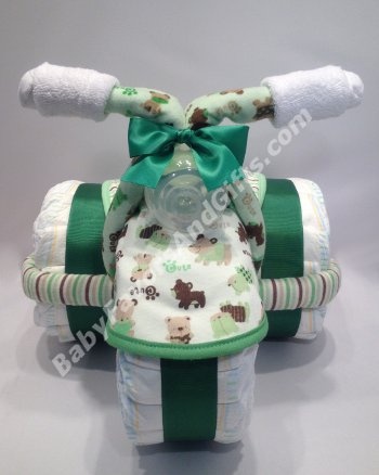 Motorcycle Diaper Cake Green