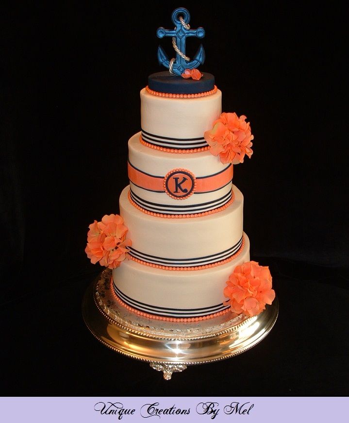 Nautical Wedding Cake with Buttercream Frosting