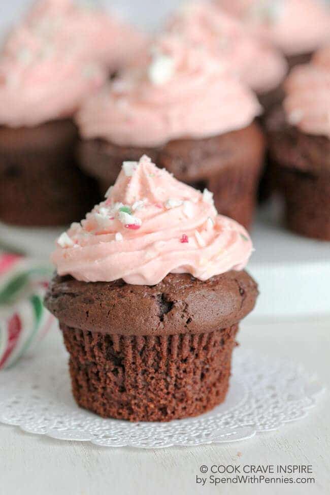 Peppermint Cream Cheese Chocolate Cupcakes