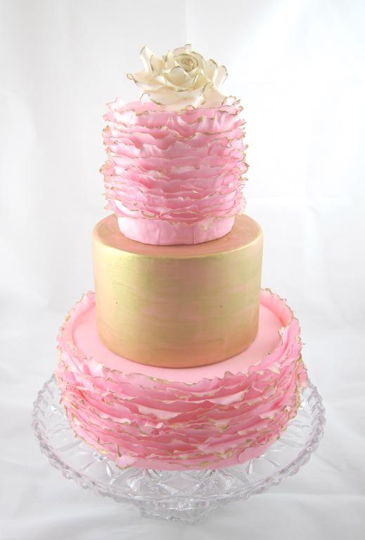 Pink and Gold Birthday Cake