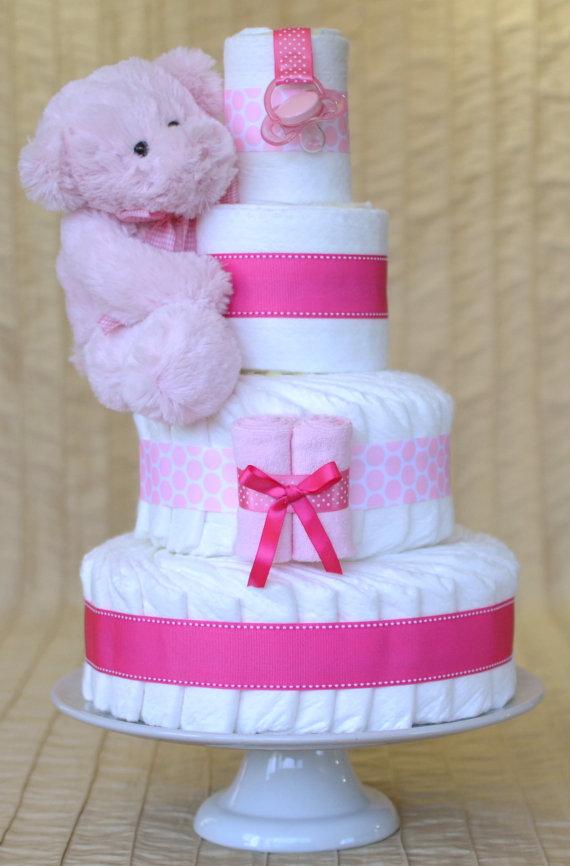 Pink Polka Dots Diaper Cakes for Girls