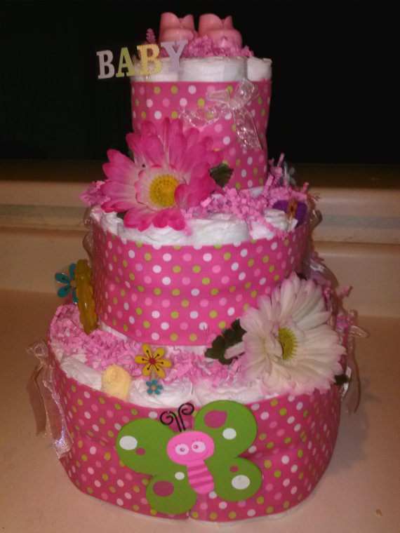 Pink Polka Dots Diaper Cakes for Girls