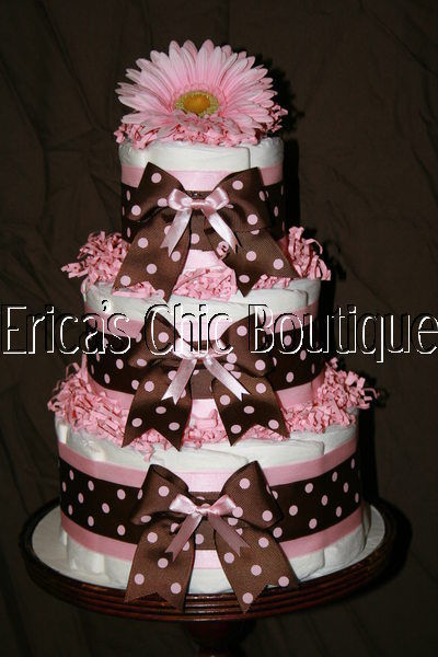 Polka Dot Baby Girl Diaper Cake