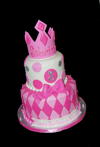 Princess Birthday Cake Pink and White