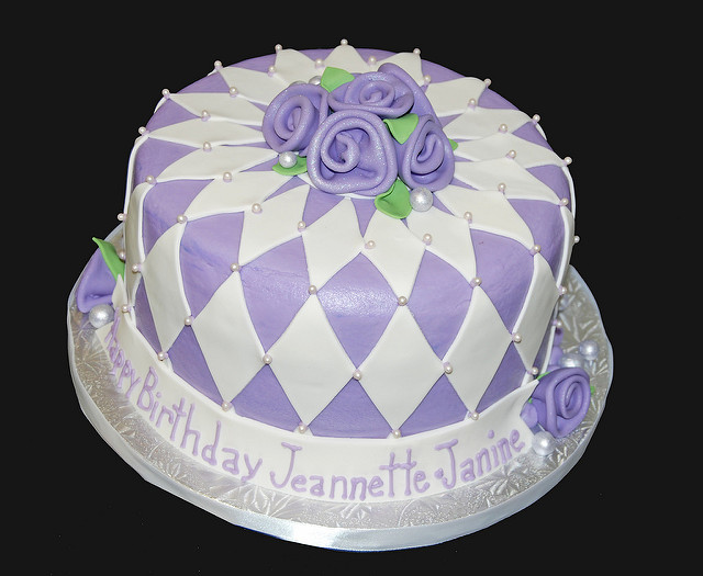 Purple and White Birthday Cake