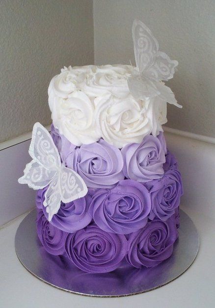 Purple Ombre Rosette Wedding Cake