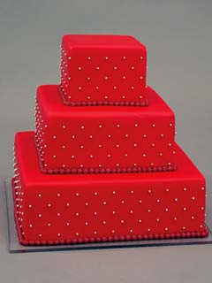 Red and Silver Square Wedding Cakes