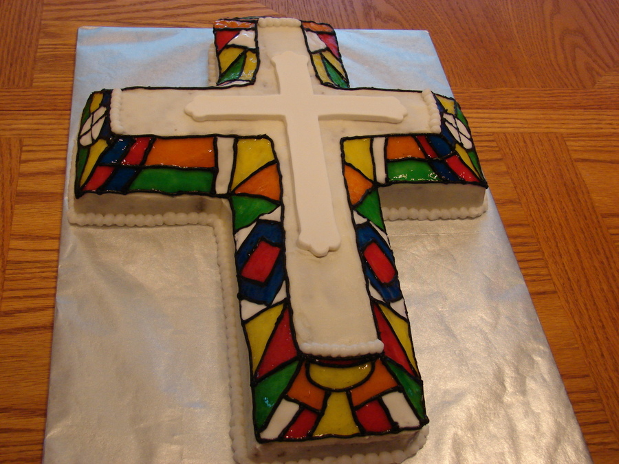 Stained Glass First Communion Cake