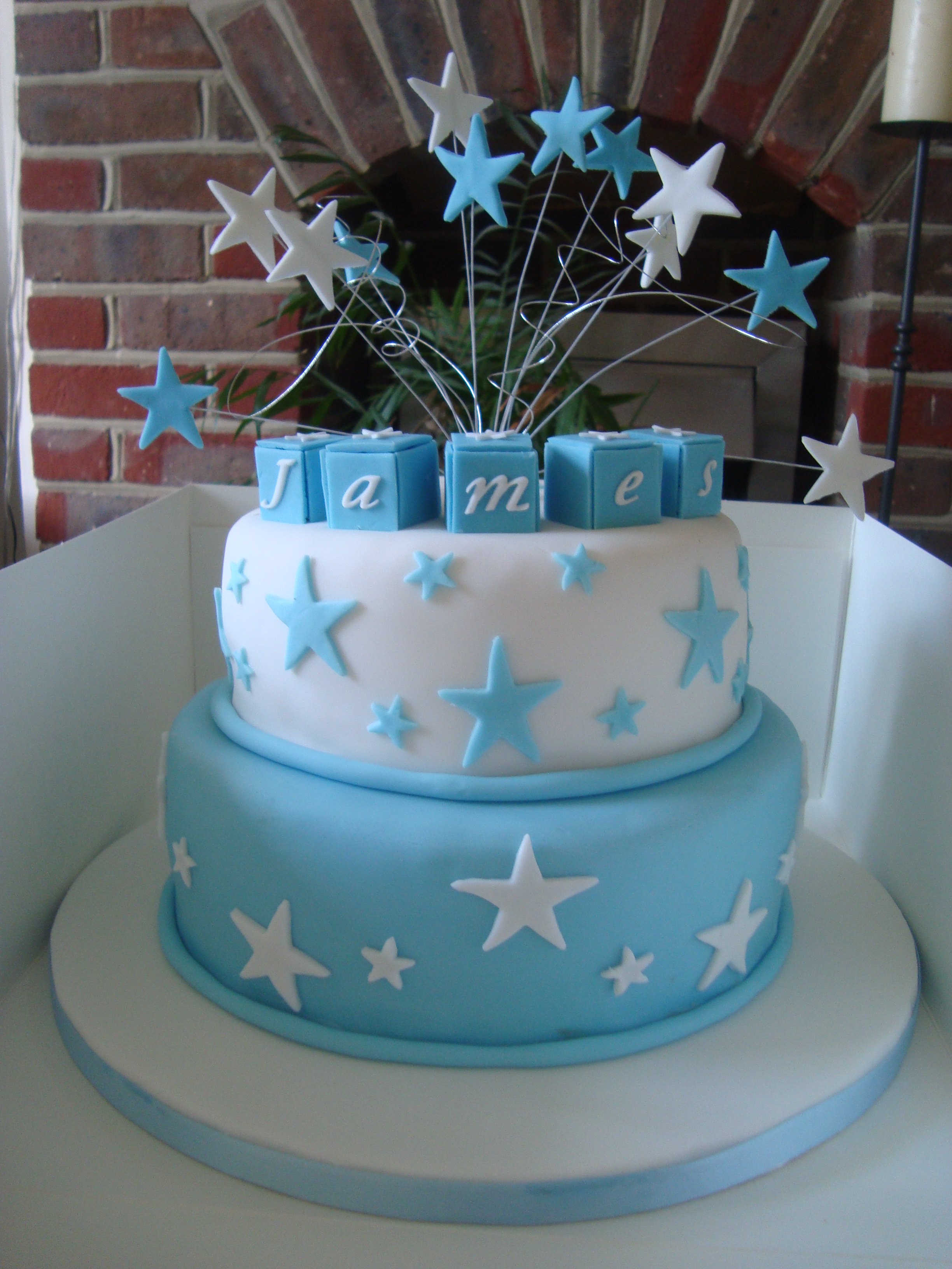 Star Boys Christening Cake