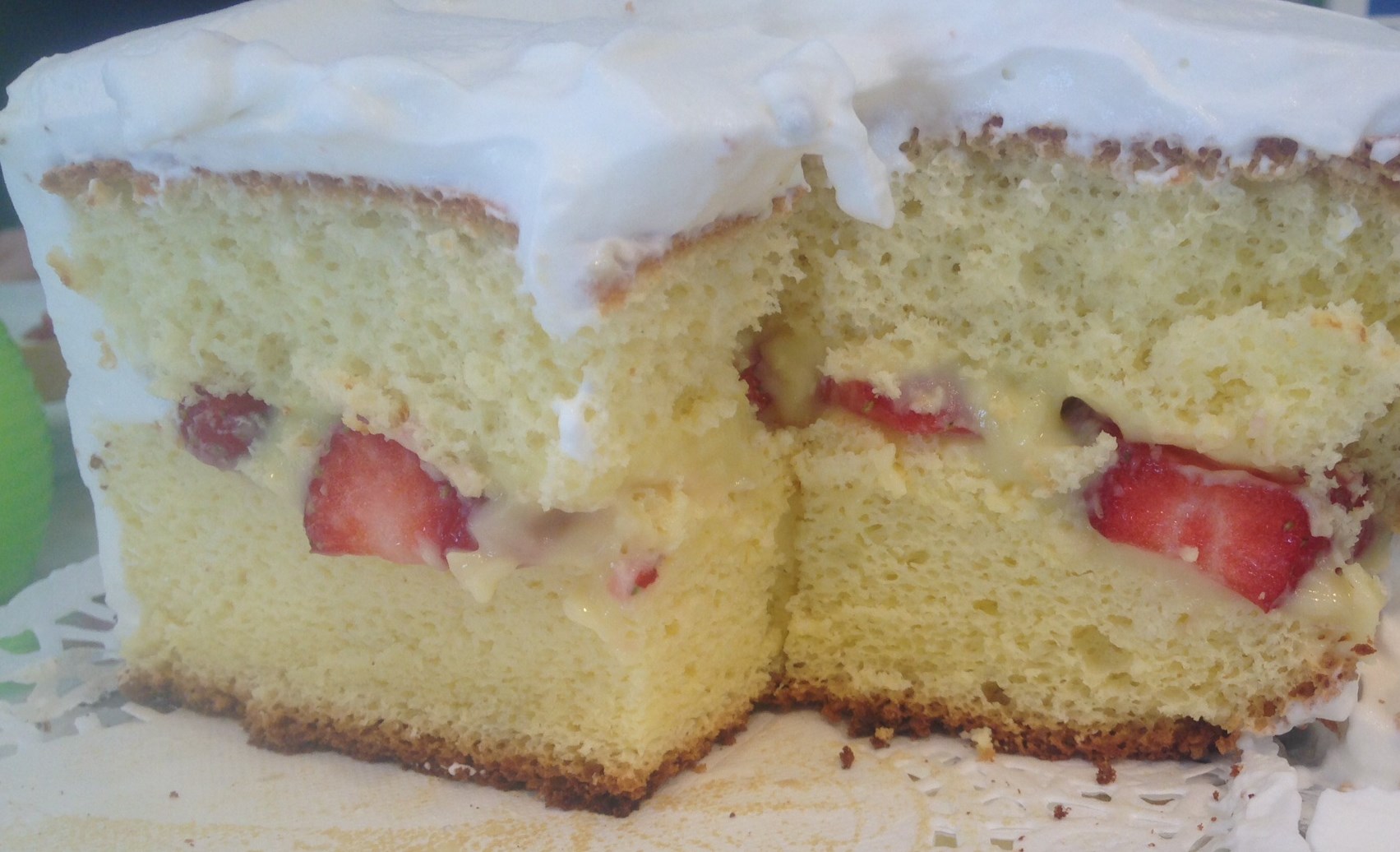 Strawberry Cake with Custard Filling