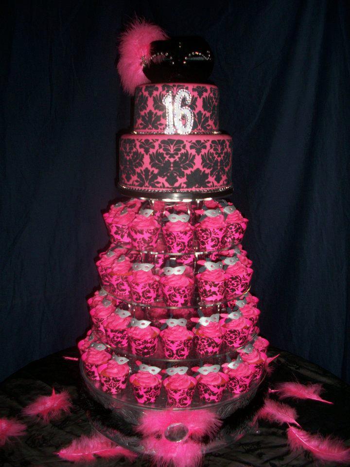 Sweet 16 Masquerade Theme Cake